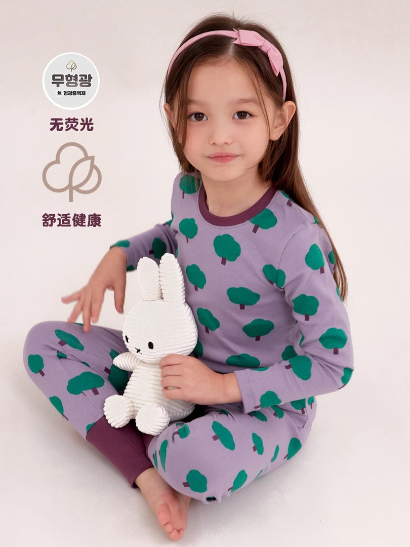 2024秋冬unifriend韩国新款儿童秋衣秋裤家居服套装