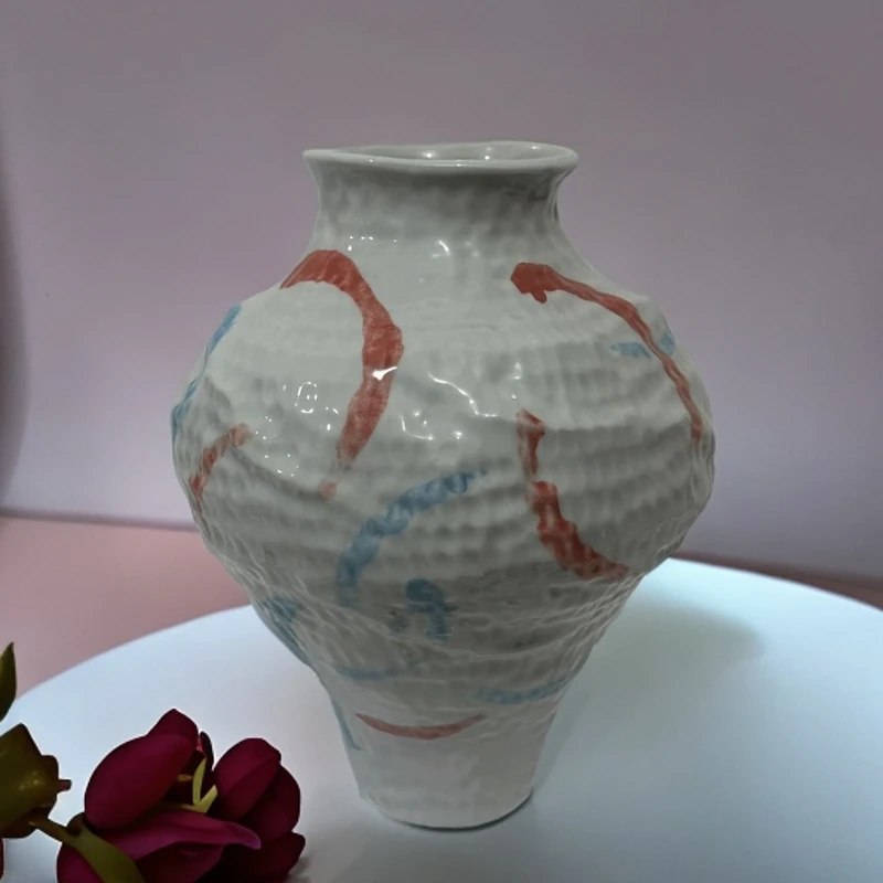 【手绘禅意花瓶】侘寂风彩绘陶瓷花瓶样板间酒店民宿茶室插花装饰品