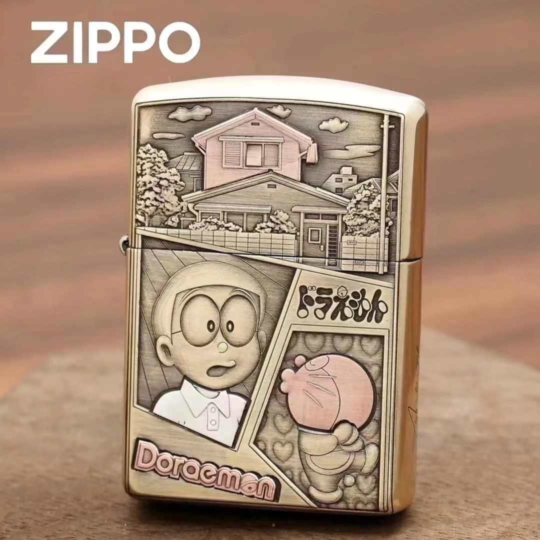ZIPPO打火机【纯铜哆啦】3D浮雕镶嵌紫铜 盔甲机 可爱个性DYJ1