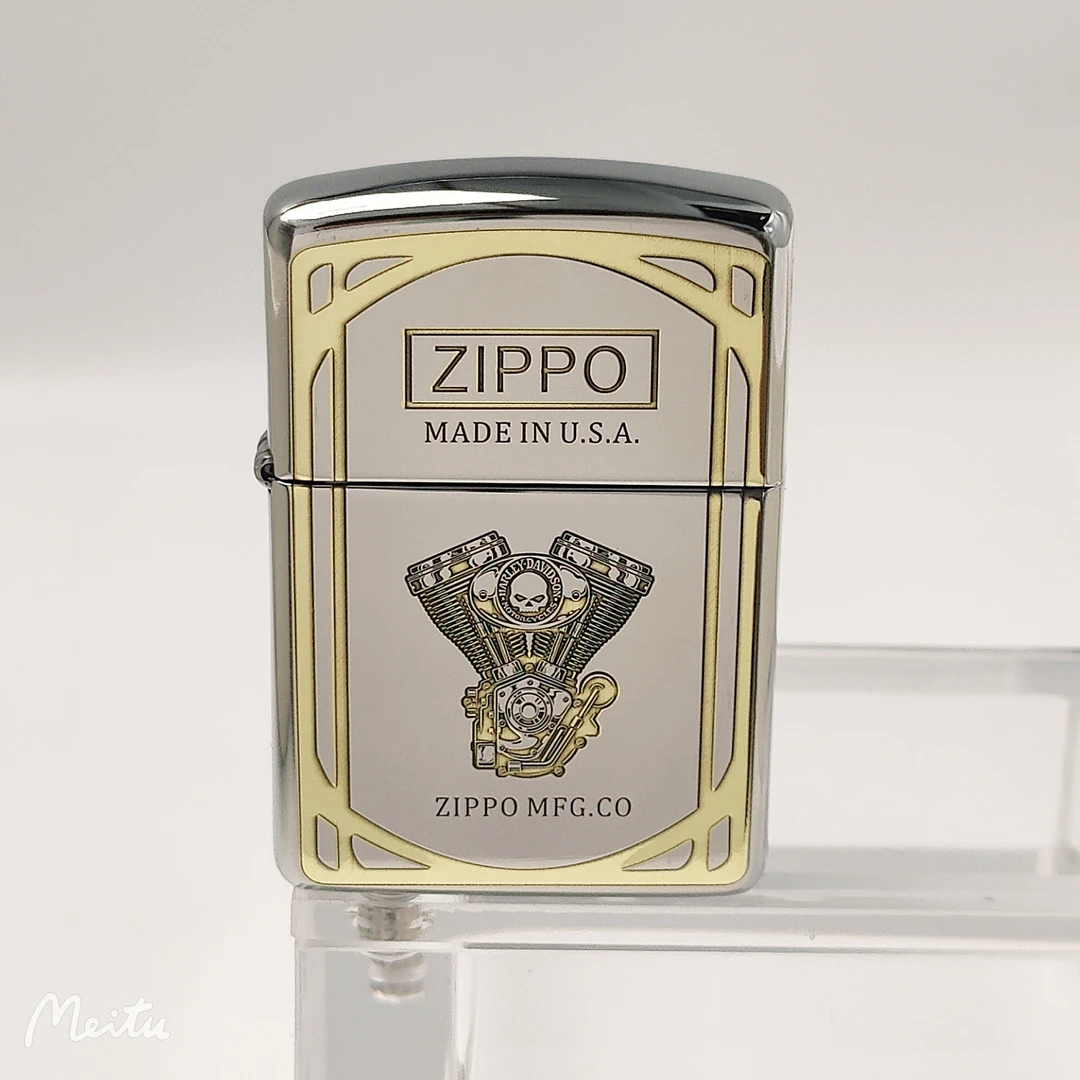 zippo打火机【哈雷发动机】纯铜镀铬双色 盔甲镜面 男士经典 DYJ1