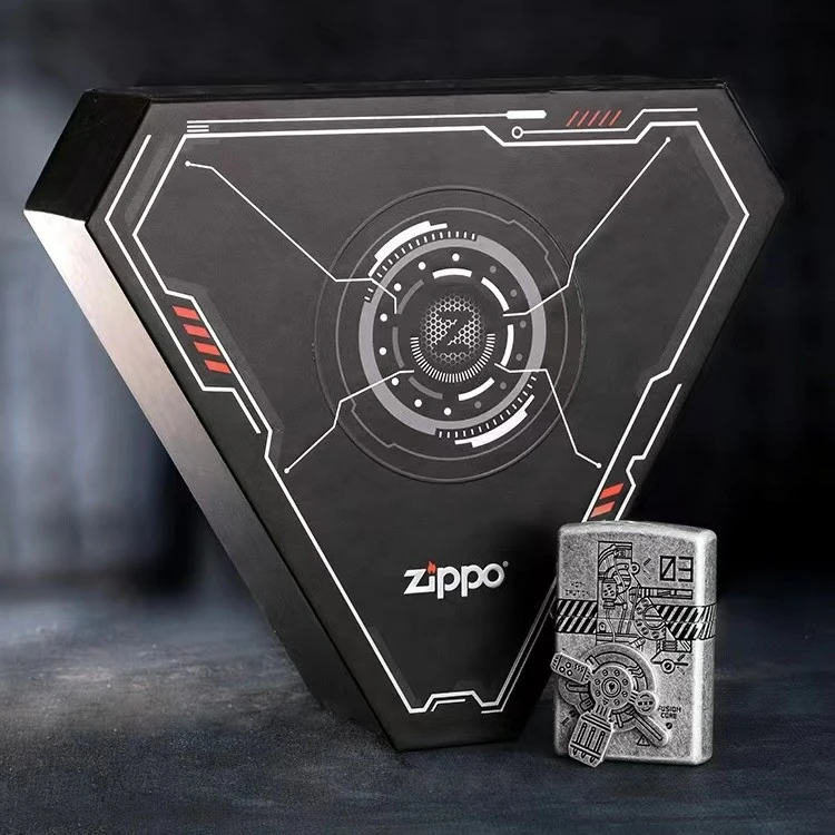 ZIPPO打火机煤油 动能核力古银帖章个性银色 防风礼 盒装TC9920TZ
