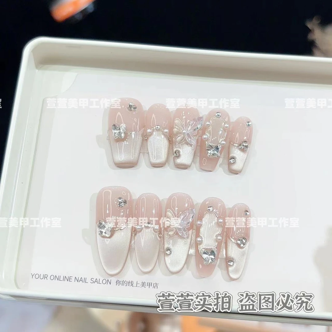 【梦境】手工穿戴甲秋冬显白指甲贴光疗甲美甲贴10片装