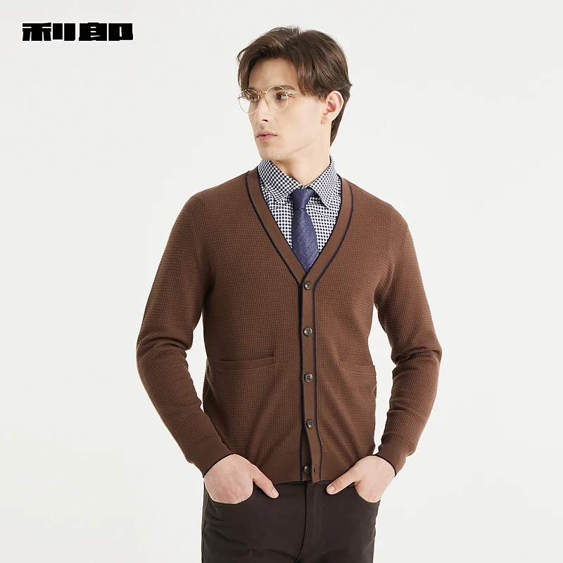 【商场同款】利郎官方 毛衫男士V领开衫秋时尚毛衣1S