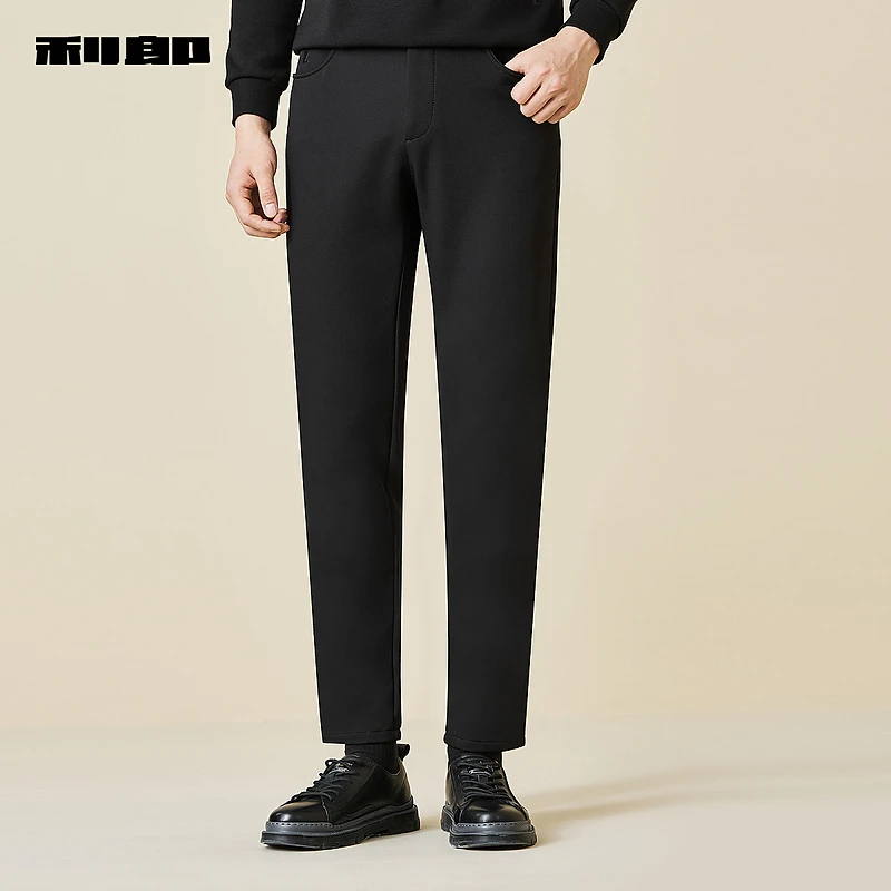 【轻暖】利郎男装纯色休闲裤男士冬季新款休闲修身微弹裤子男