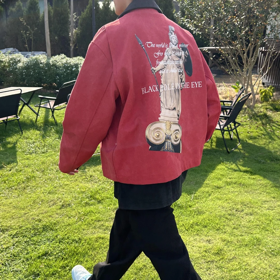 黑洞之眼重磅《坠落女武神》480帆布棉 做旧水洗硬挺外套夹克