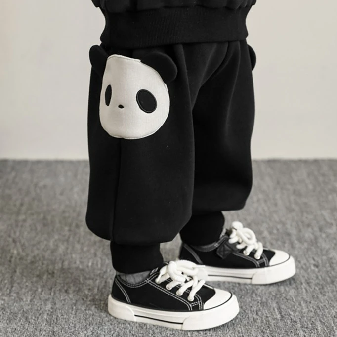 加绒利落锁温收束脚口斑马条纹裤N4011