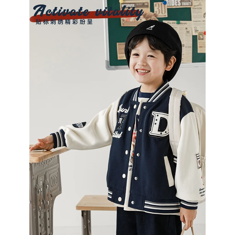 YOEHYAUL/幼悠【清货】酷盖贴布勋章刺绣撞色拼接棒球服外套N3188