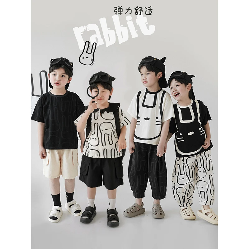 【夏款热销】幼悠 印花立耳翻领 比耶兔系列T恤童装N3529 N3530