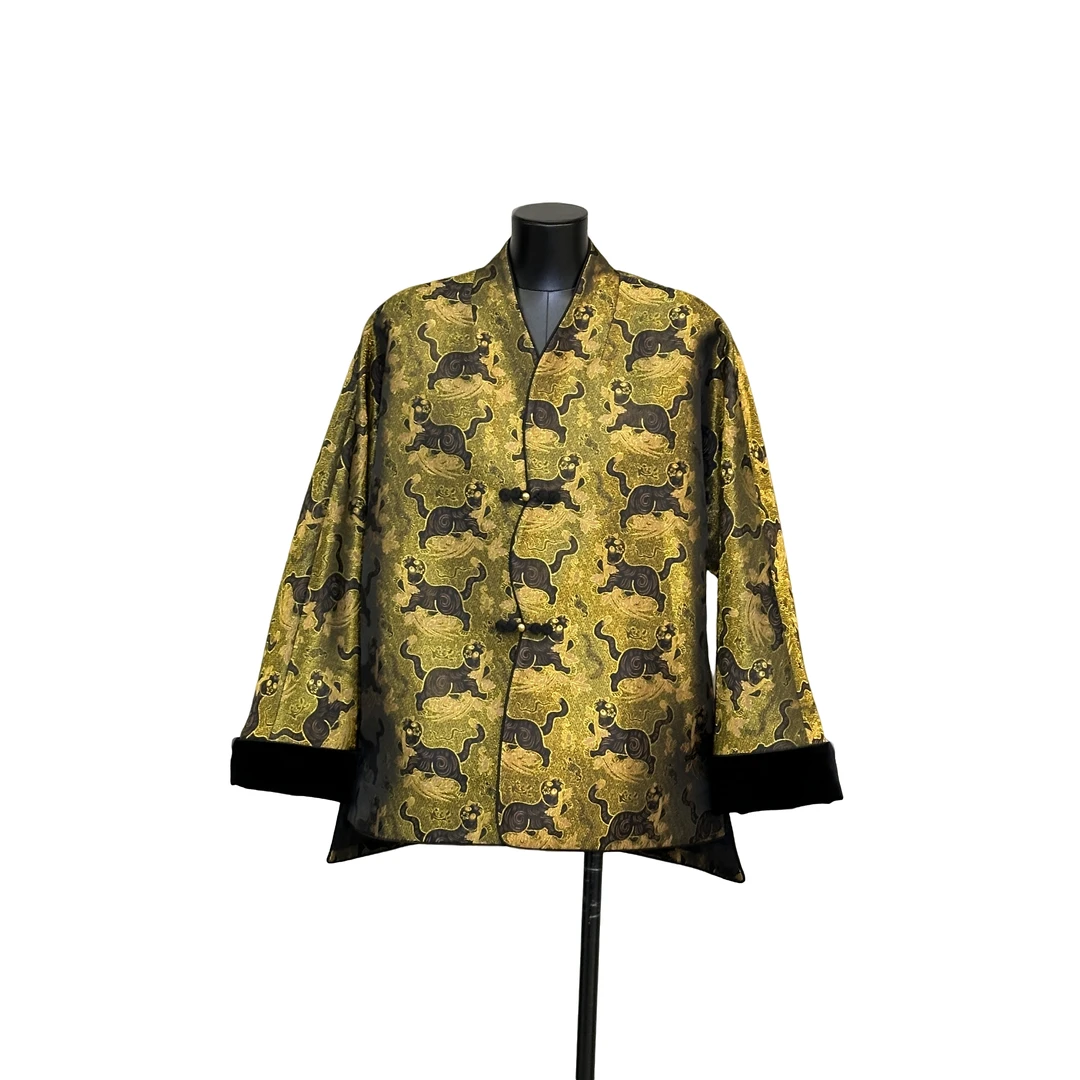 「利琪高订」国风新中式显瘦气质提花豹百搭宋锦加棉外套A5620