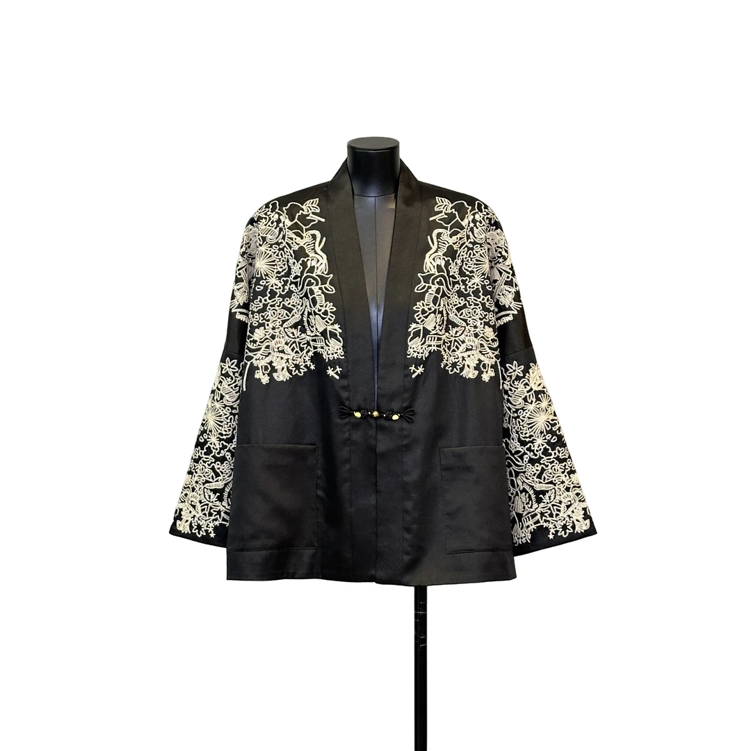 「利琪高订」秋冬新款国风新中式气质轻奢重磅刺绣外套A5443