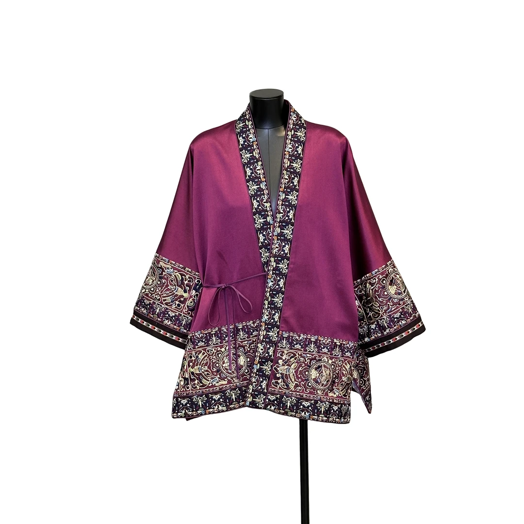 「利琪高订」国风新中式气质轻奢百搭凤仙紫太太服外套上衣A5666