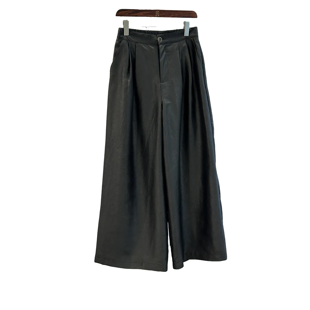 「利琪高订」国风新中式气质轻奢百搭双层加厚休闲直筒裤B5642