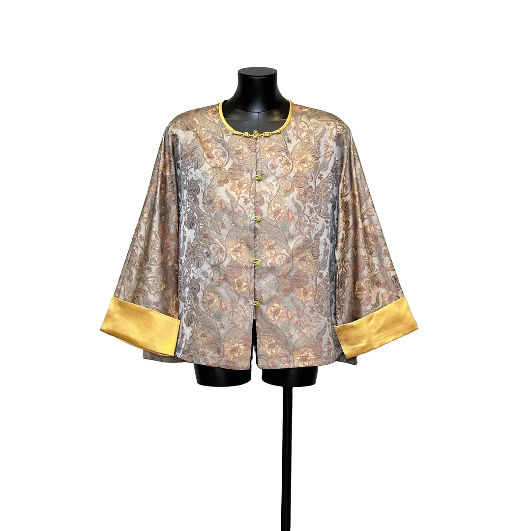 「利琪高订」国风春季设计师气质时尚轻奢异色宋锦外套上衣A4847