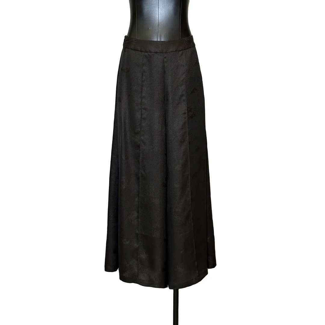 「利琪高订」国风新中式气质轻奢百搭宽松黑色阔腿休闲裤B5022