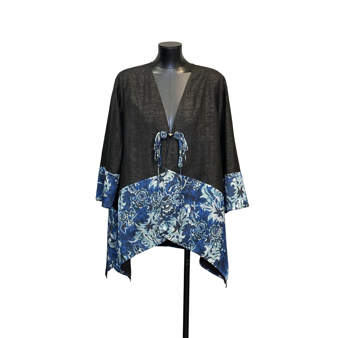 「青花瓷」 利琪高订秋季新款新中式设计款龟裂纹百搭外套A5312