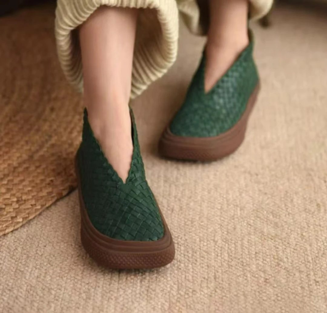 「利琪高订」国风新中式手工羊皮编织设计师款潮流休闲鞋C550