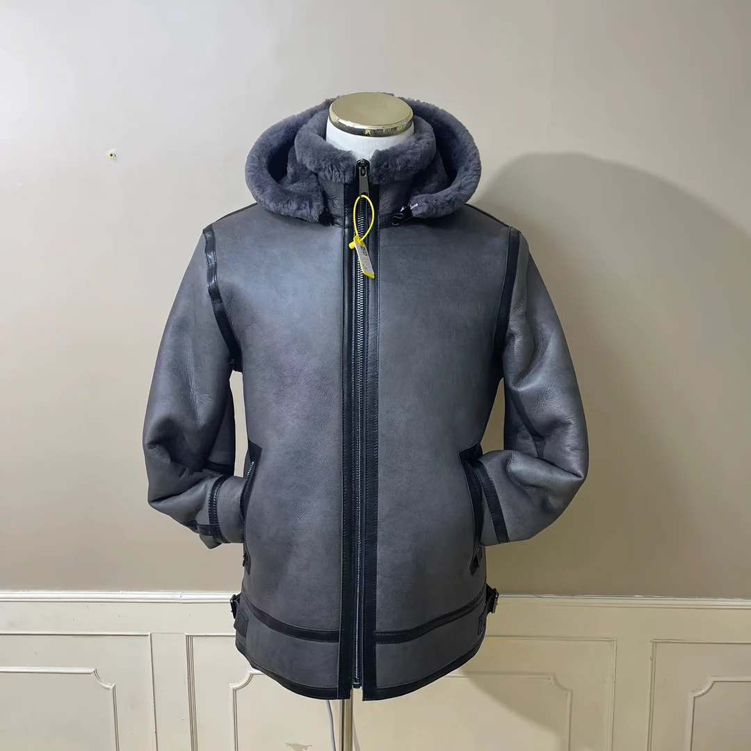 男士时尚休闲连帽皮毛一体