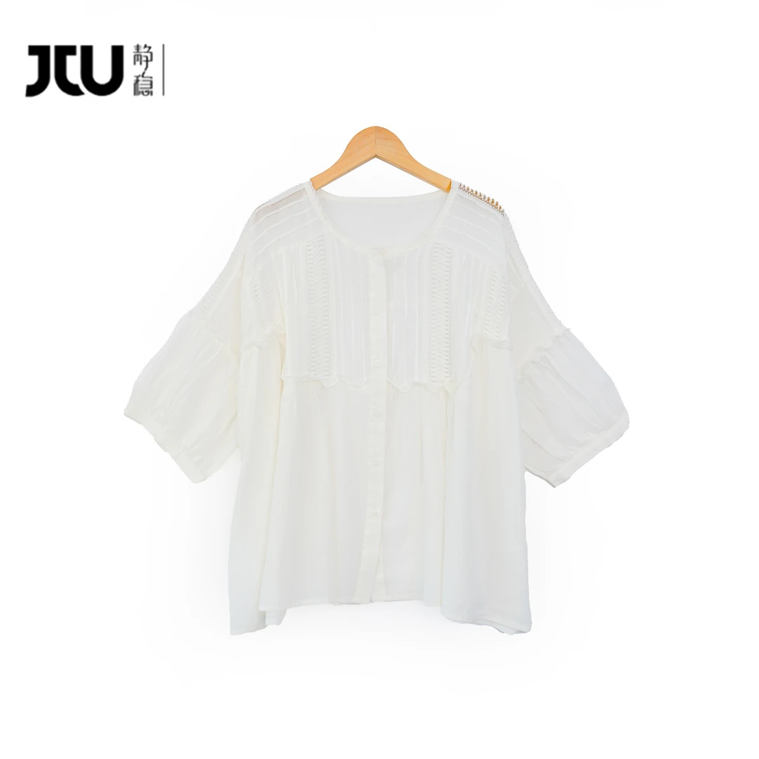 JW/静稳2024夏季上新设计感宽松减龄时尚休闲小众减龄衬衣32271