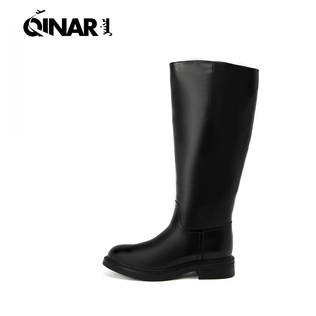 【旗纳尔】2024年新款皮毛一体时尚英伦风牛皮女靴时尚 2017-1508ZM