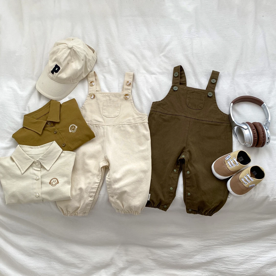 yoyo【美式休闲】婴儿背带裤秋装韩版男女宝宝洋气连体背带裤