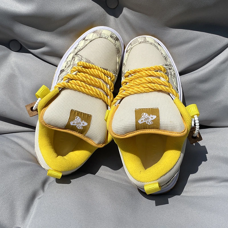 厚鞋舌柠檬黄面包鞋时尚老爹鞋情侣休闲潮鞋百搭大码男鞋48码47码
