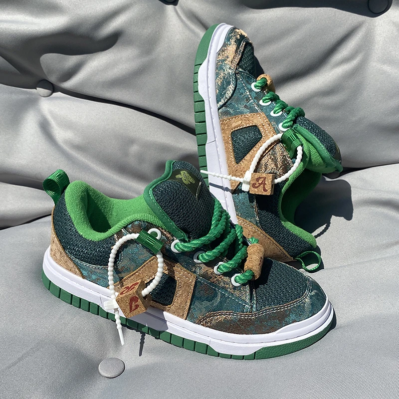 爆款绿色少年感转运鞋环保小众情侣鞋厚底增高老爹鞋厚款潮鞋男鞋