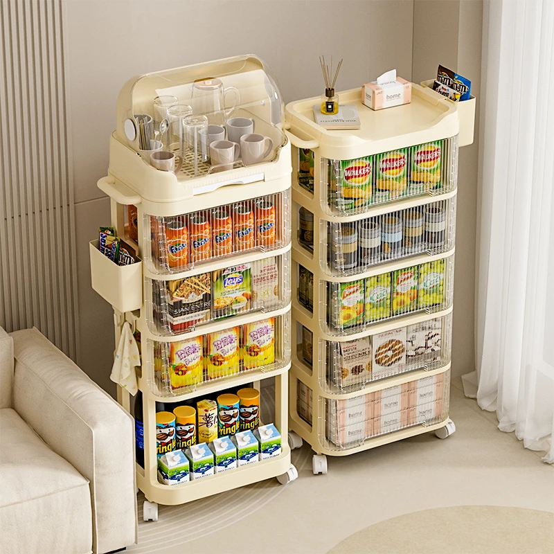 小推车置物架家用零食落地多功能客厅收纳柜婴儿卧室收纳储物架子