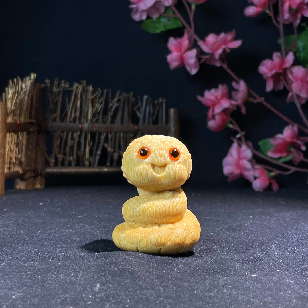 【双福匠】12生肖蛇实心竹雕刻  拍下送大油+手套+刷子