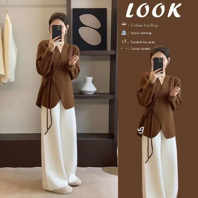 【现货】2025早秋新款韩版时尚减龄外套宽松显瘦阔腿裤两件套