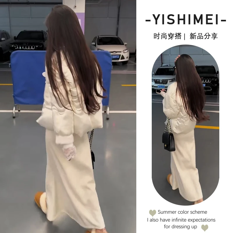 冬装搭配一整套2024年新款百搭时尚设计感新中式棉服半身裙两件套