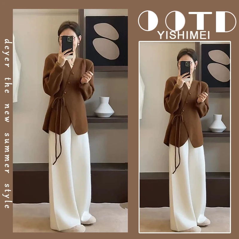 2024秋季穿搭一整套女新款韩版时尚减龄外套宽松显瘦阔腿裤两件套