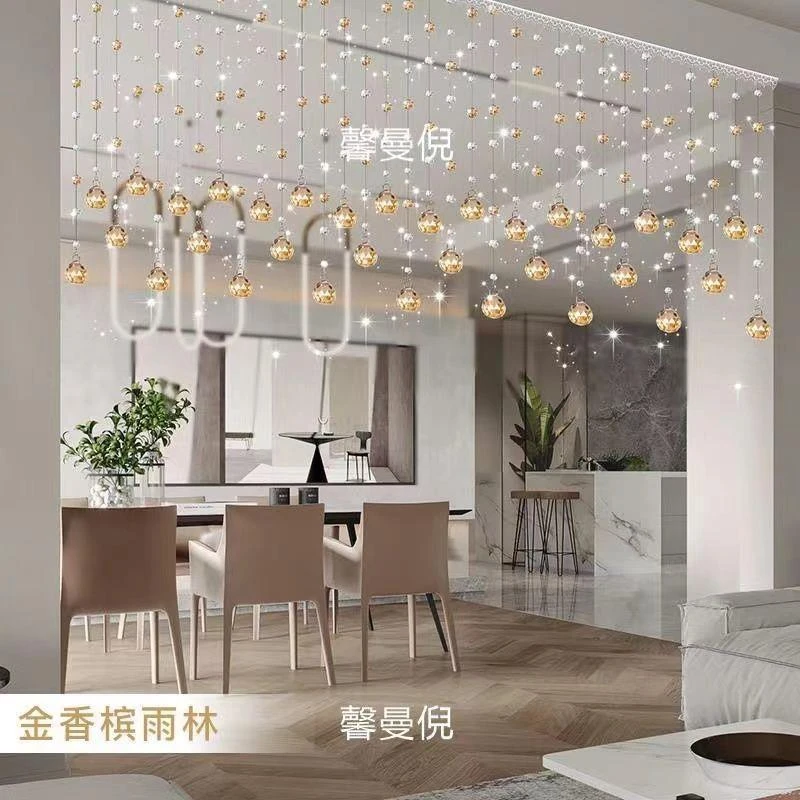珠帘水晶装饰水晶帘子玄关隔断帘欧式客厅餐厅卧室屏风挂帘免打孔