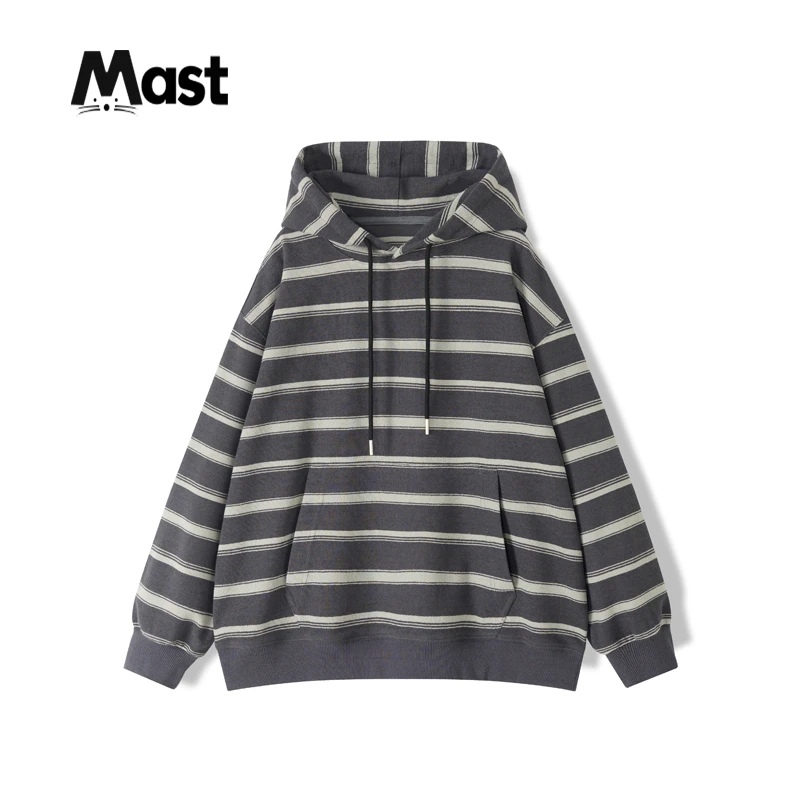 【现货】秋款连帽条纹卫衣中大童青少年宽松男童2024春秋长袖帽衫潮