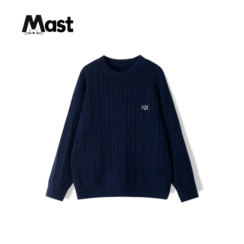【现货】秋季中大童青少年韩版圆领麻花毛衣2024男童秋套头针织衫5