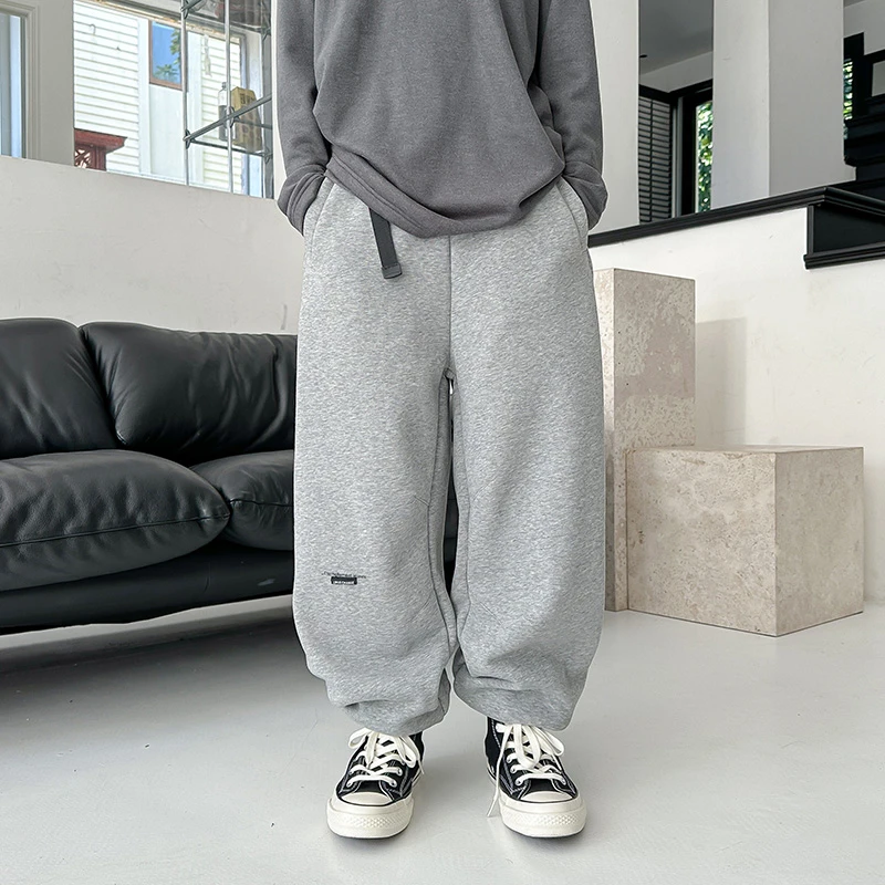 【现货】秋冬青少年中大童加密密绒宽松运动裤2024秋冬百搭简约卫裤