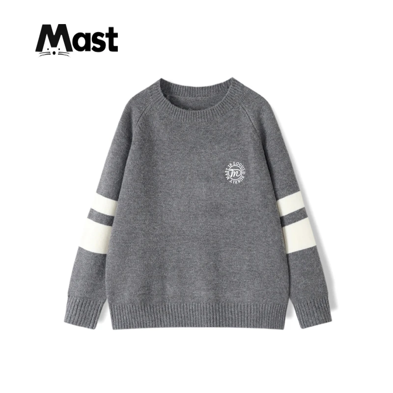 【现货】秋季中大童青少年英伦风圆领毛衣2024男童秋款套头针织衫潮