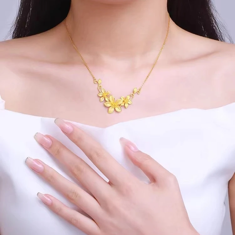 铜合金吊坠 SL040丨新中式/气质轻奢时尚繁花似锦三生花项链吊坠