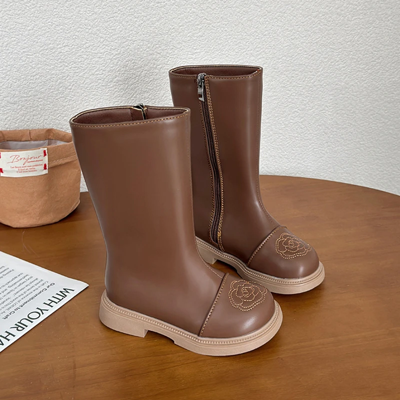 女童靴子2025冬季新款英伦风加厚保暖小女孩马丁靴防滑儿童棉靴子