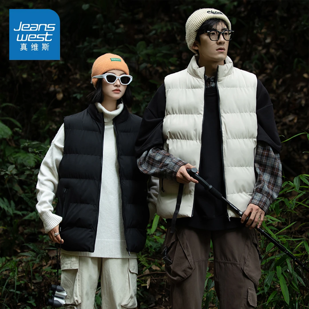 Jeanswest/真维斯棉服男女冬季宽松百搭情侣棉马甲保暖棉袄外套潮