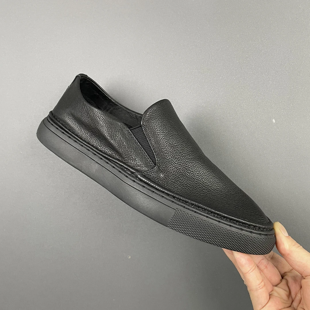 新款头层牛皮软底软面男鞋夏季舒适透气时尚一脚蹬套脚一脚蹬皮鞋