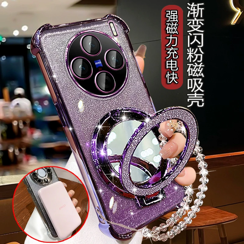 镜头全包vivox100s手机壳四角防摔VivoX100S女款网红V2359A闪粉壳