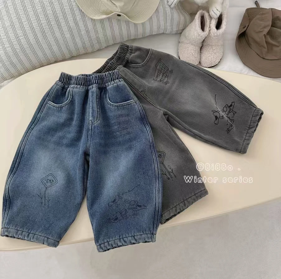 bi8bo印花牛仔裤