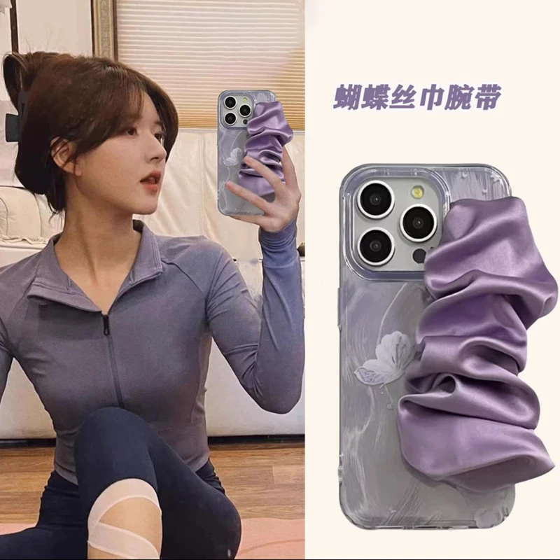 【入月】明星同款紫色蝴蝶羽毛壳丝质腕带贵气简约华为P70系列