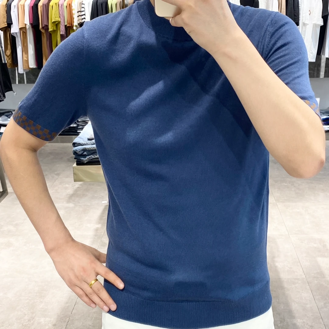 *新款推荐 *男士新款印花简约高品质修身圆领针织短袖 5566