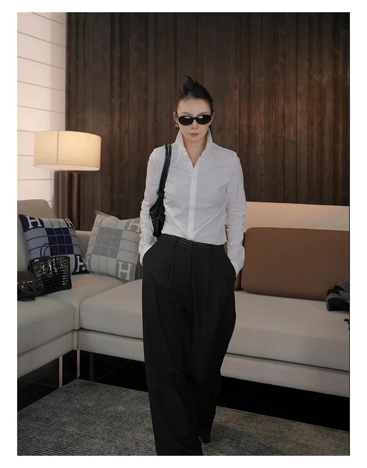 SHIIEELL通勤百搭简约时尚纯色白衬衫Z6080