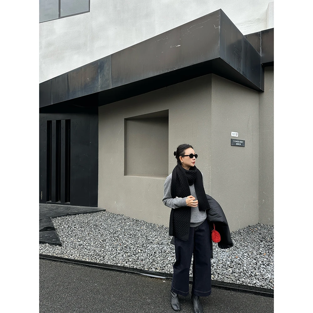 SHIIEELL立体V领100绵羊毛针织套头毛衣P5088