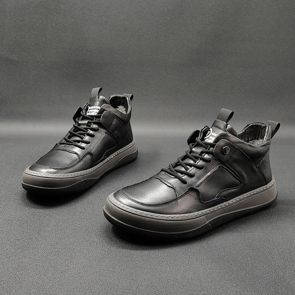 潮牌男鞋2024冬季头层牛皮鞋子男款上档次运动板鞋男百搭舒适潮鞋