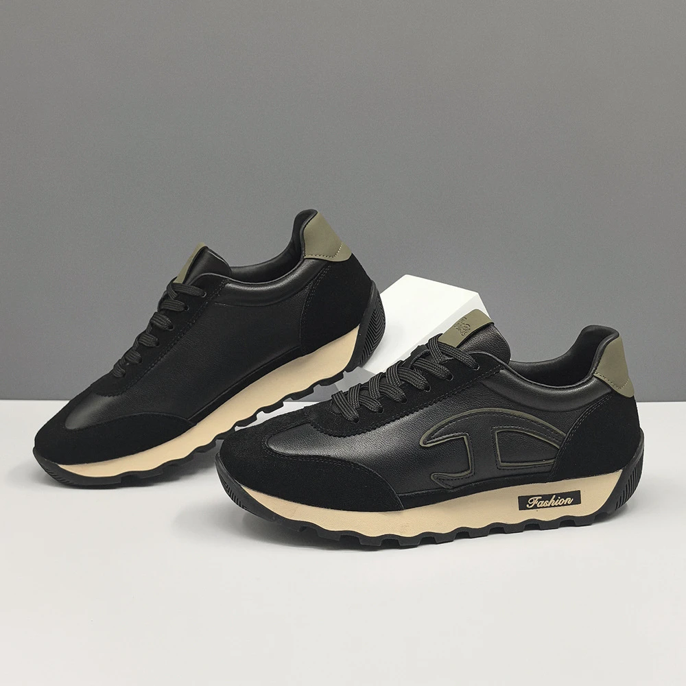 潮牌男鞋高档软底头层牛皮板鞋男舒适潮鞋百搭鞋子男款运动休闲鞋