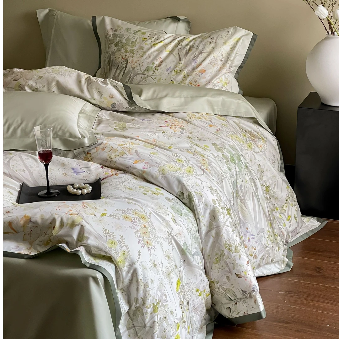 林小花【陌上花开】四件套欧式轻奢款全棉印花床单款床上四件套水洗