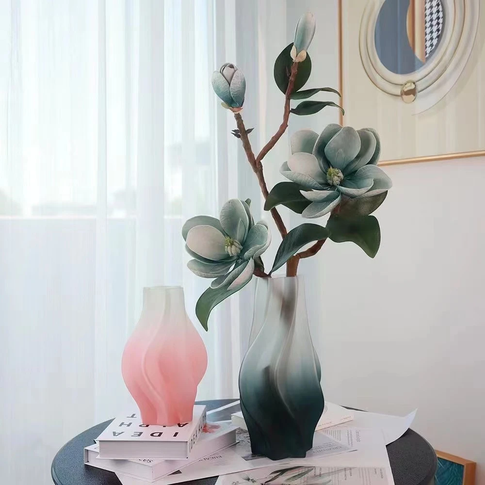 北欧风创意龙卷风造型磨砂高级玻璃花瓶插花客厅餐桌艺术创意摆件